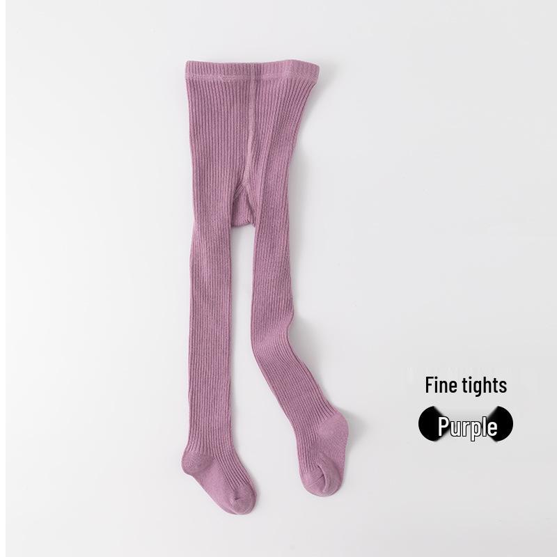 Spring & Autumn Solid Color Striped Baby Girls' Leggings & Bodysuit Pantyhose