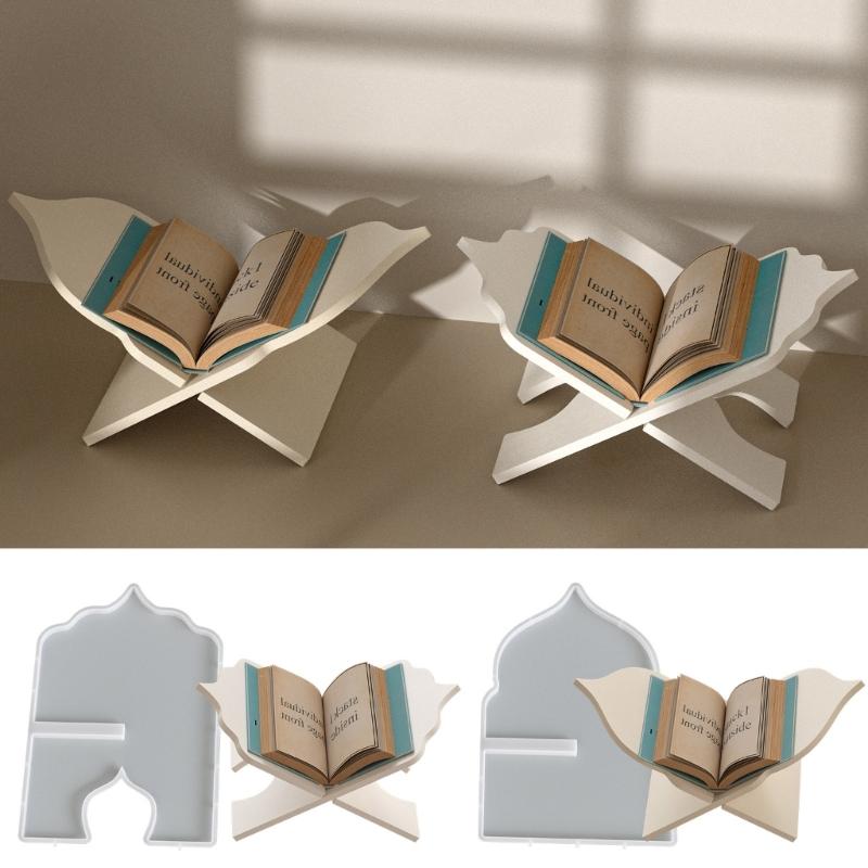 Pack of 2 Reusable Silicone Book Holder Mold Chanting Support Molds for Resin Crafting Projects Home Decors Accessories