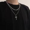 Double Cross Necklace Men's Trendy Dance Hip Hop Women's Personality Versatile Sweater Accessories