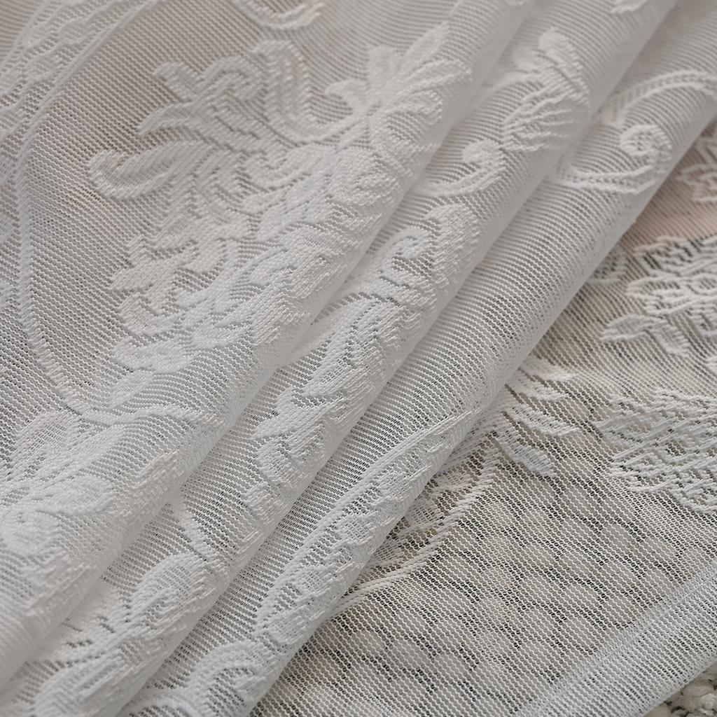 1PC White Short Lace Curtain,Cute Floral Pattern Kitchen Valance,Window Valances Pastoral Tulle Voile Home Decor Kitchen Door