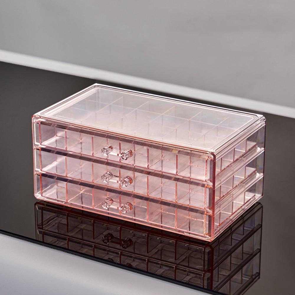 72 Grids Nail Organizer Box Transparent Necklace Bracelet Rack  for Earrings Rings