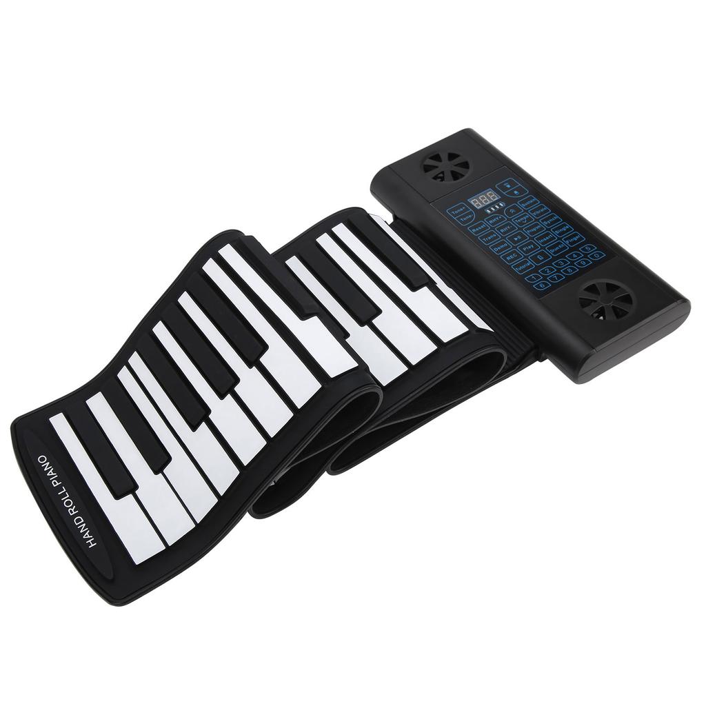 Soft Keyboard Piano 61‑Key Roll Up Silicone Rechargeable Dual Bluetooth Speakers 100‑240VUK Plug
