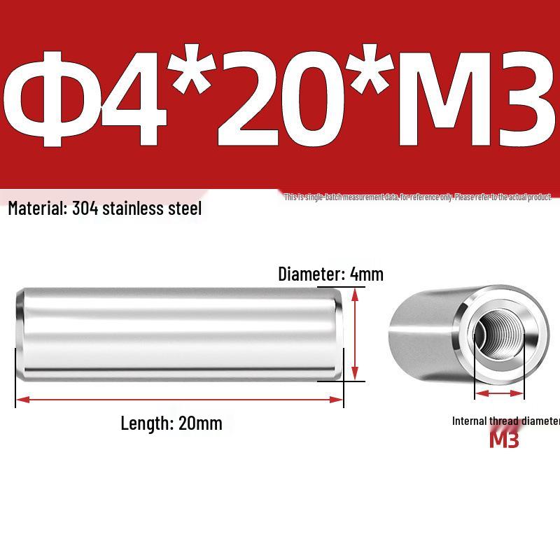 Pin Cilindric din Oțel Inoxidabil 304 cu Filet Interior M4/M6/M8 și Orificiu - Coloană de Suport și Ghidare