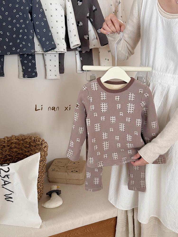 2025 New Fleece-Lined Winter Pajama Set for Small & Medium Children - Thermal Baby & Kids Homewear
