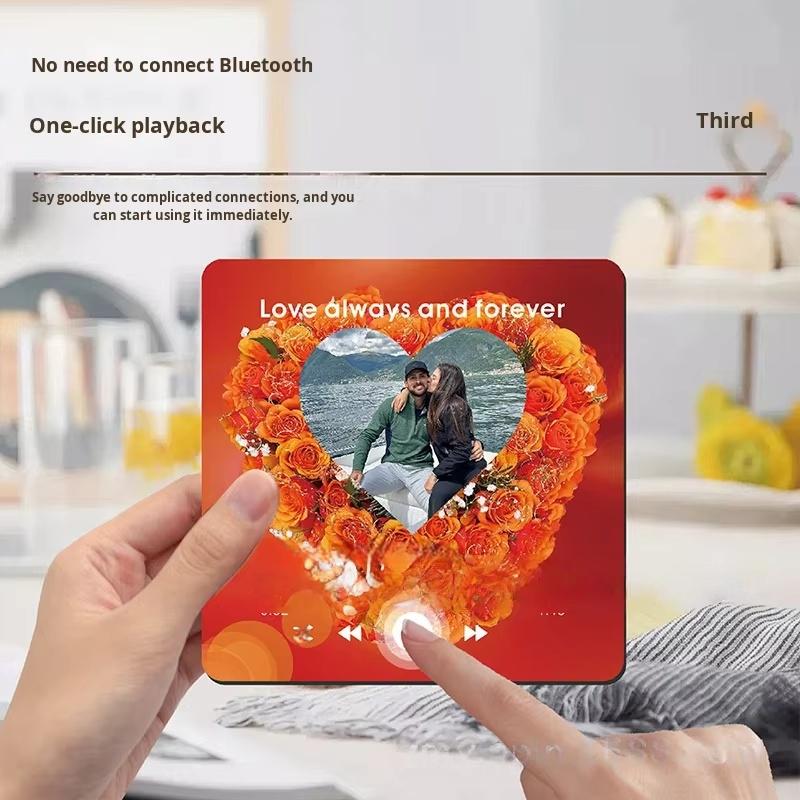 Brown Custom Photo Music Box Fridge Magnet Acrylic Frame Keepsake
