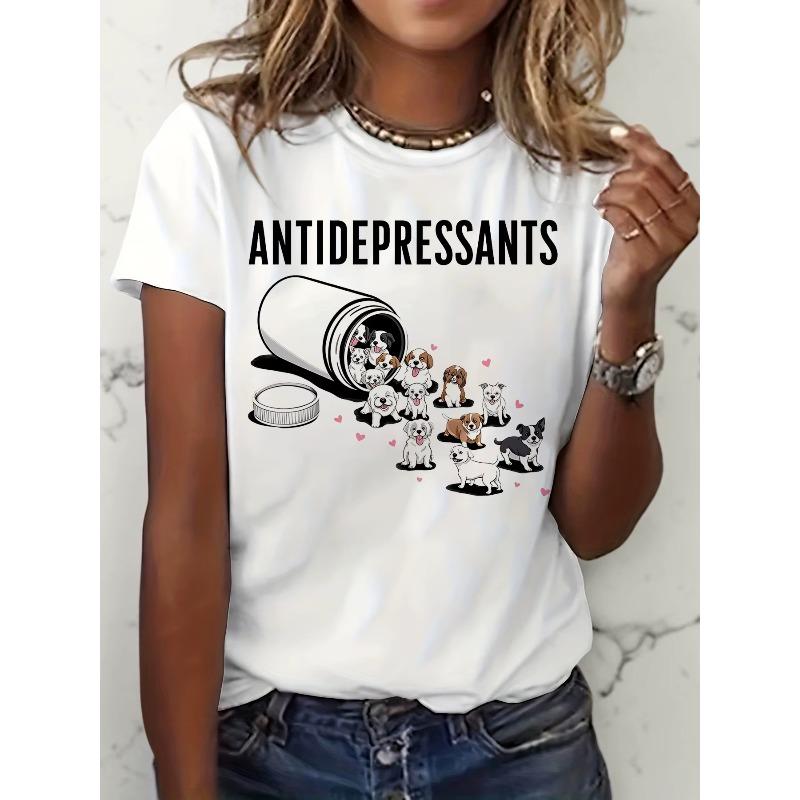 

Womens T Shirts Print Short Sleeve TShirt Casual Crew Neck Funny Dog Lover Graphic Tees Dog Mom Tops T Shirts S