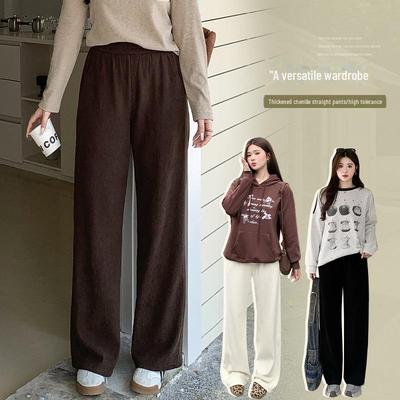 Corduroy Hoge Taille Wijde Pijp Commuter Broek voor Dames - Grote Maten