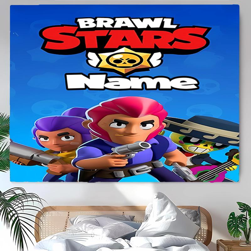 Personalized Brawl Stars Background Tapestry,Custom Name Birthday Party,Multifunctional Wall Decoration for Home Decor,Various Occasions
