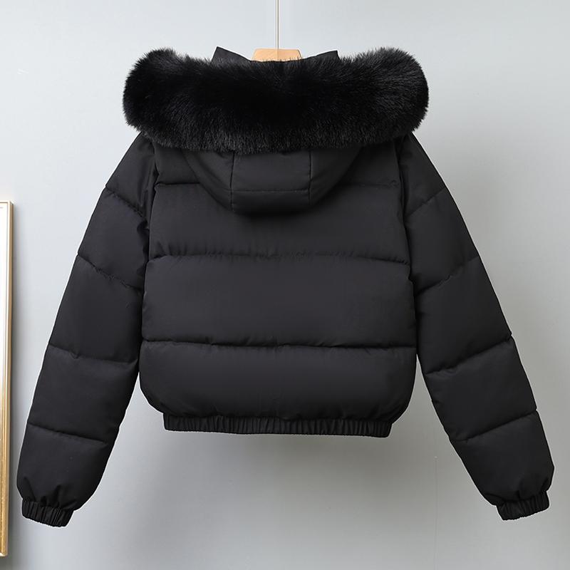 Fashion Winter Coat Female Short Parkas Hooded Faux Fur Collar Loose Thick Warm Women's Jackets