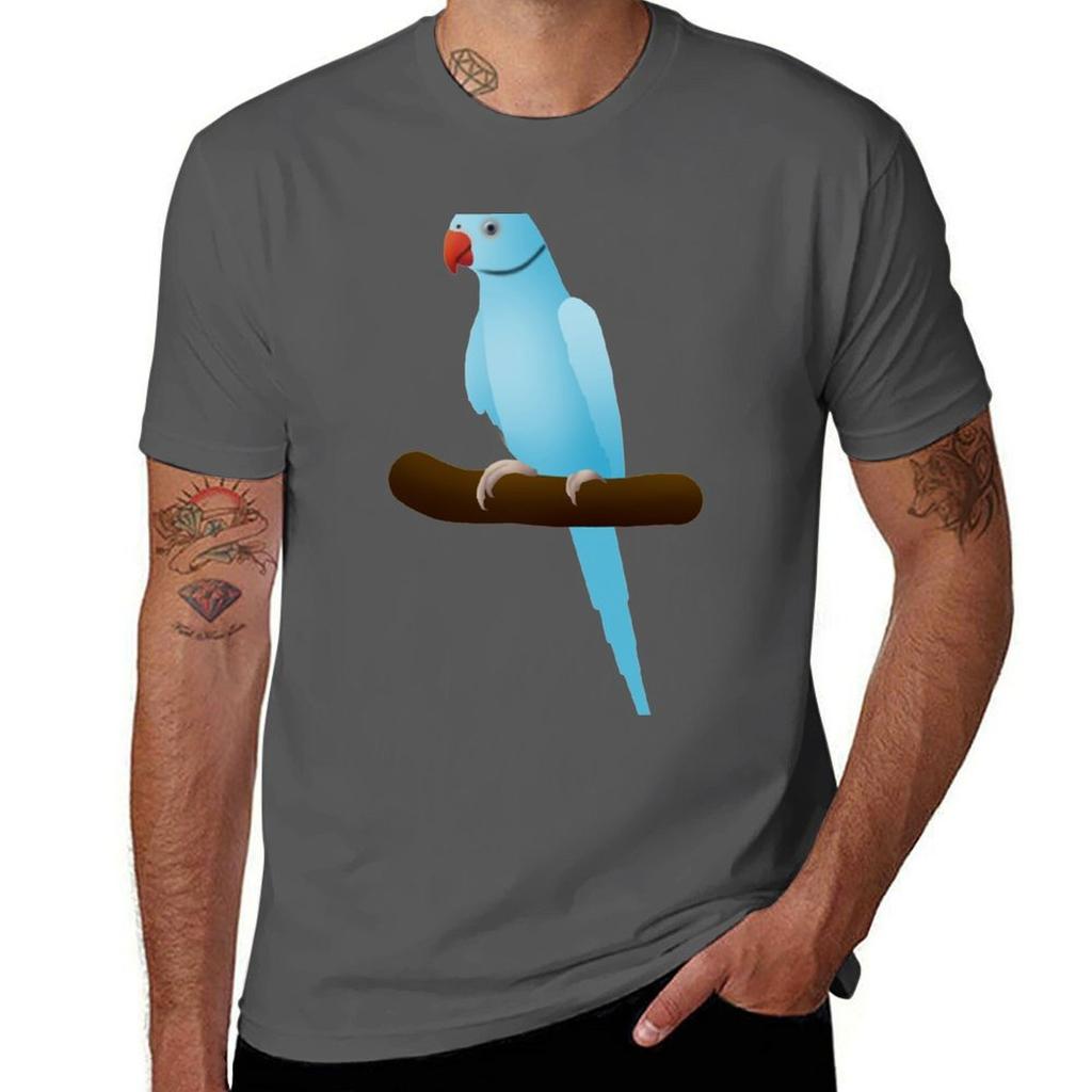 Blue Ringneck Parrot Tshirt All Weather Casual Short Sleeve