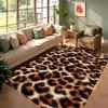 Leopard Print Area Rug Faux Fur Texture Non-Slip Durable Decorative Carpet for Living Room Bedroom Entryway Modern Home Decor
