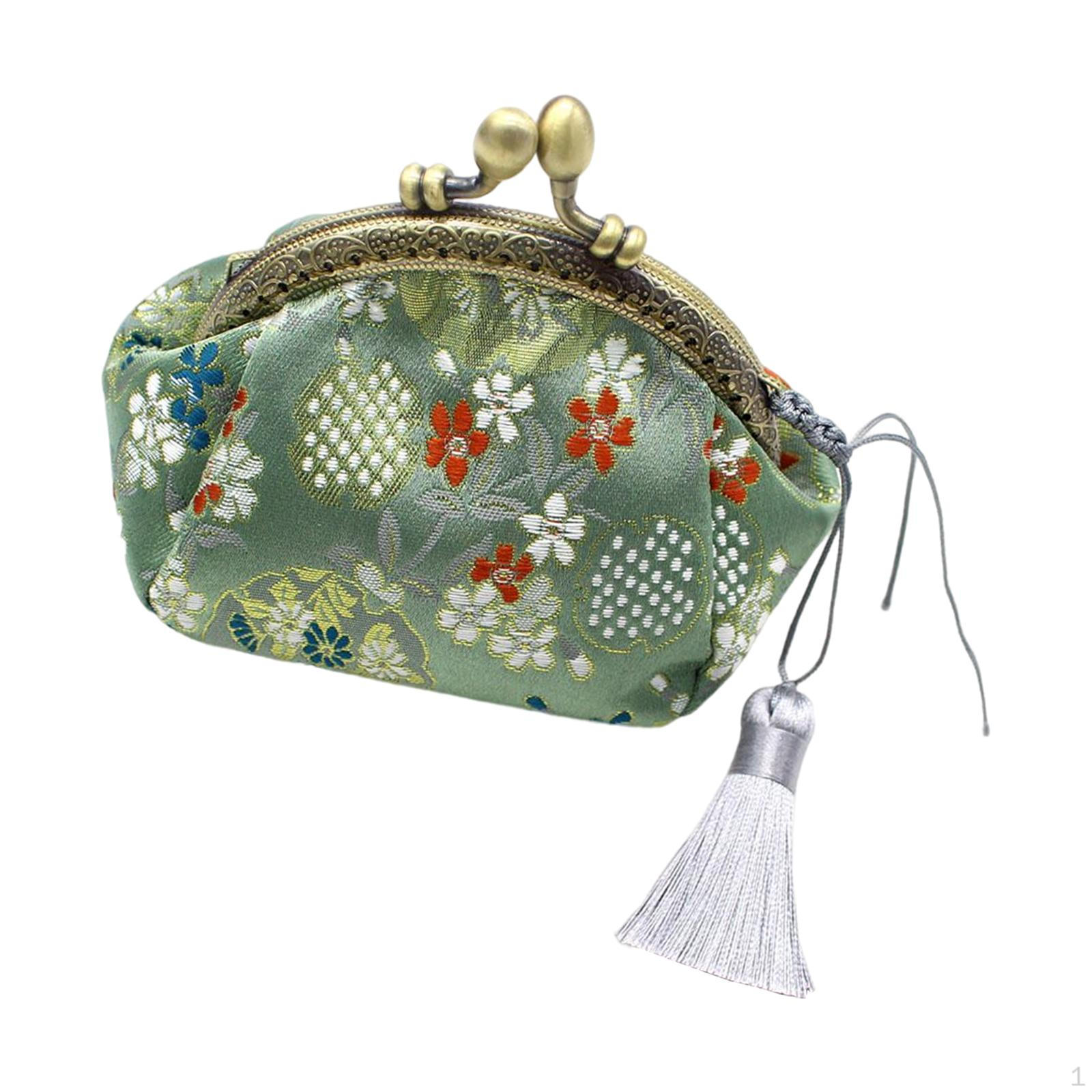 

Floral Change Exquisite Tapestry Card Bag Women for Women Storage Girl Trinkets Dark Green