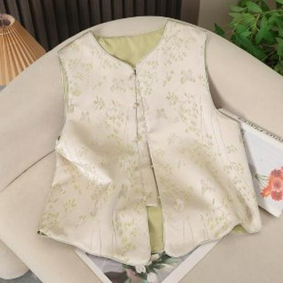 

Spring New Chinese Style Vest Top for Middle-aged Women - National Style Shawl Jacket 2XL рожевий