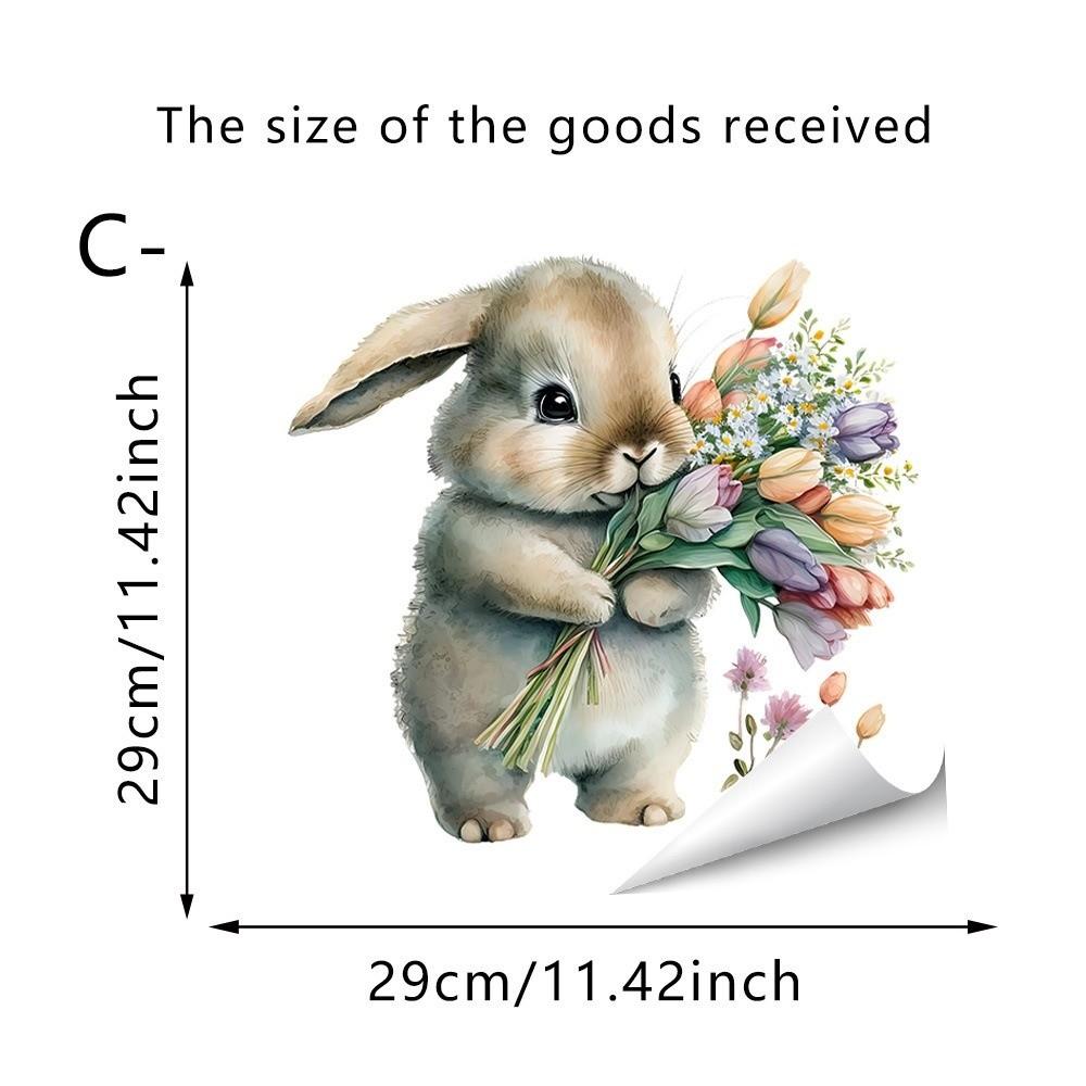 Easter Flower Rabbit Sticker PVC Festival Party Sticker New Wall Stickers  Window Decoration