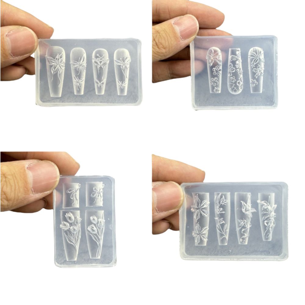 With Box Nailart Mold Transparent Silicone Template New Nail Art Template  Nail Decoration