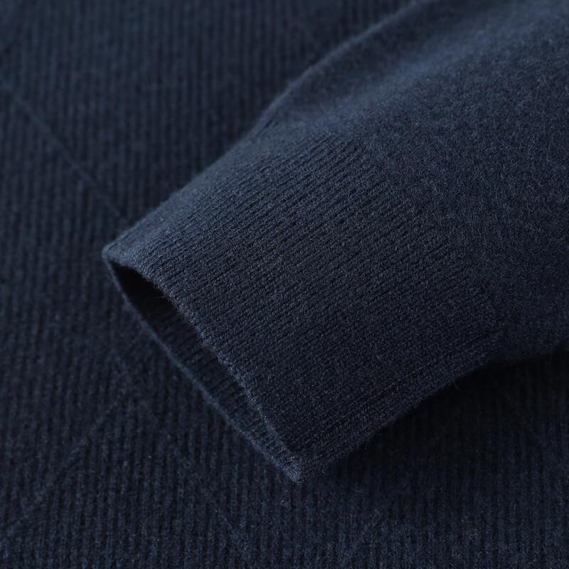 JOW Men's Argyle Jacquard 100% Lambswool Half-Turtleneck Sweater