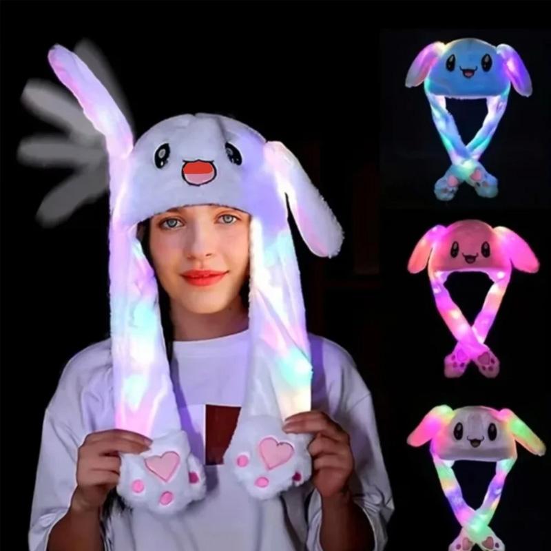 1 pièce Bandeau lumineux amusant Mignon Serre-tête Oreilles Pour Enfants Adultes avec Oreilles Mobiles Chapeau Lapin Peluche Lapin