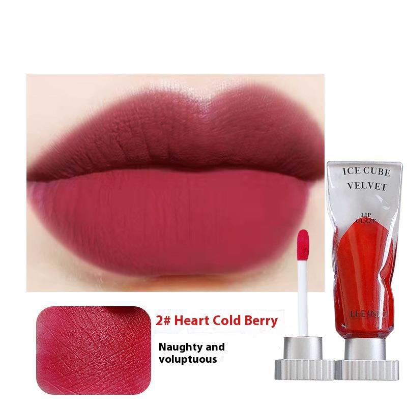 Transparent Pigment Ice Velvet Lip Glaze Matte Lipstick Long-Lasting Pure Color Non-Stick Cup Formula