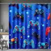 Game Themed Kids Shower Curtain-video Gamepad Player Cool Shower Curtain with 12 Hooks, Boy Bathroom Decoration Accessories