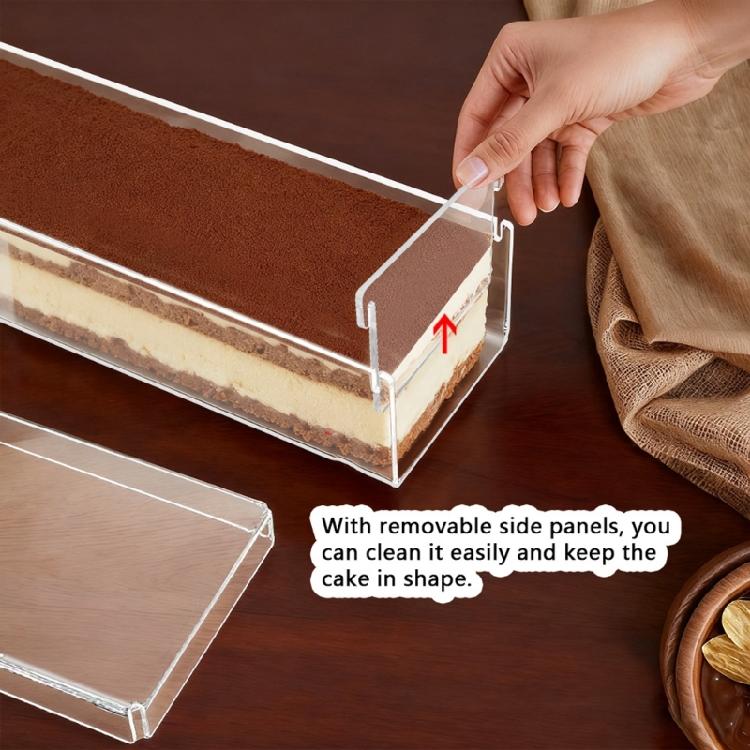 Elegant Acrylic Box Produced for Tiramisu and Mousses Dessert Offering Clear Visibilities and Dust Resistant Cover for Hygienes