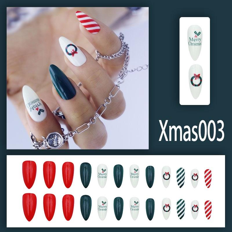 Winter Sweet Cartoon Christmas Wearing Nails Snowflake Santa Claus Nail Art Fake Nail Patch Christmas Collection
