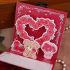 1Pcs Valentine's Day 3D Cartoon Thanksgiving Card Bear Rose Pattern Party Gift Card Party Decoration Supplies Card