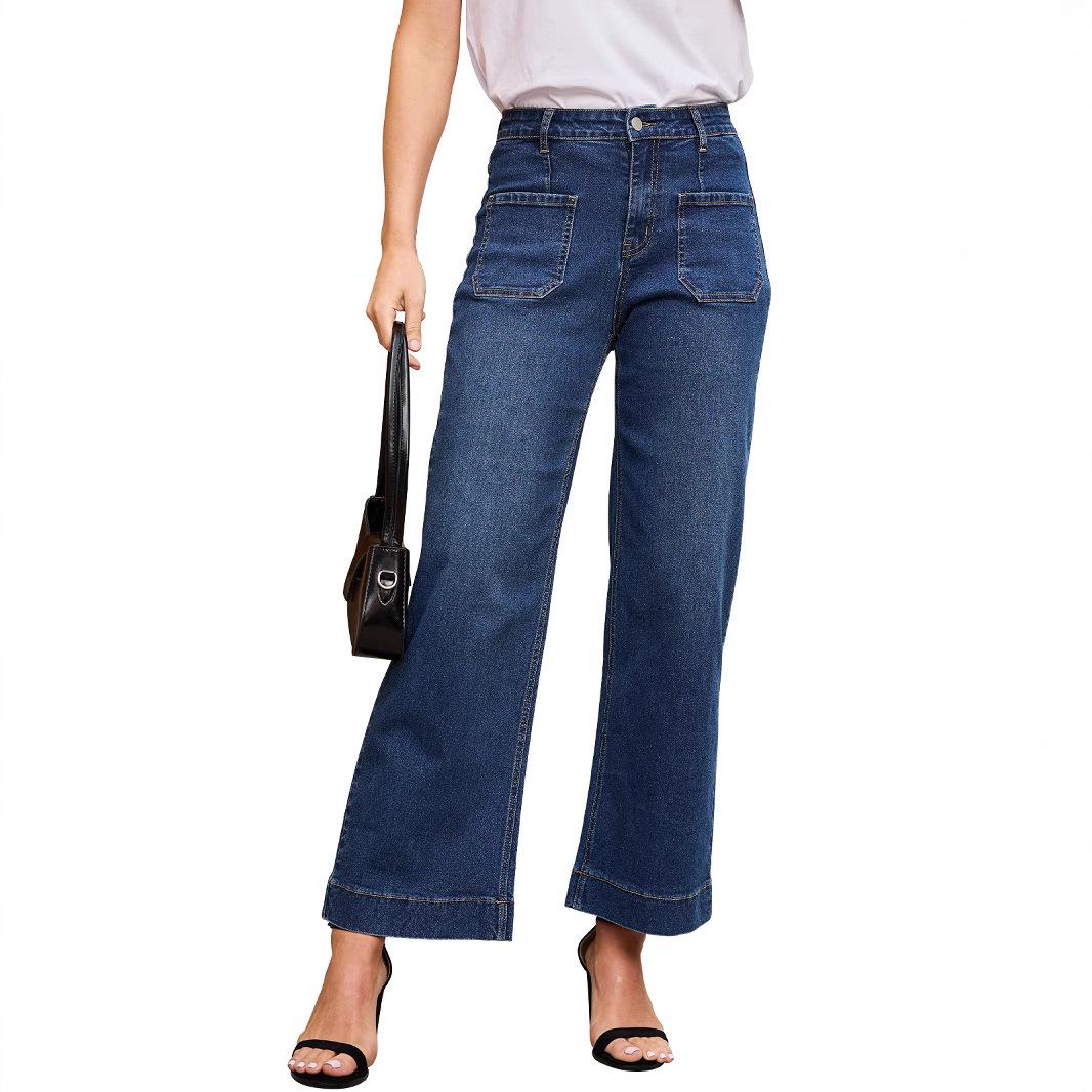 

2026 High Waist Stretchy Women s Denim Jeans - Fashionable, Loose-Fit, Long-Legged 4XL синий