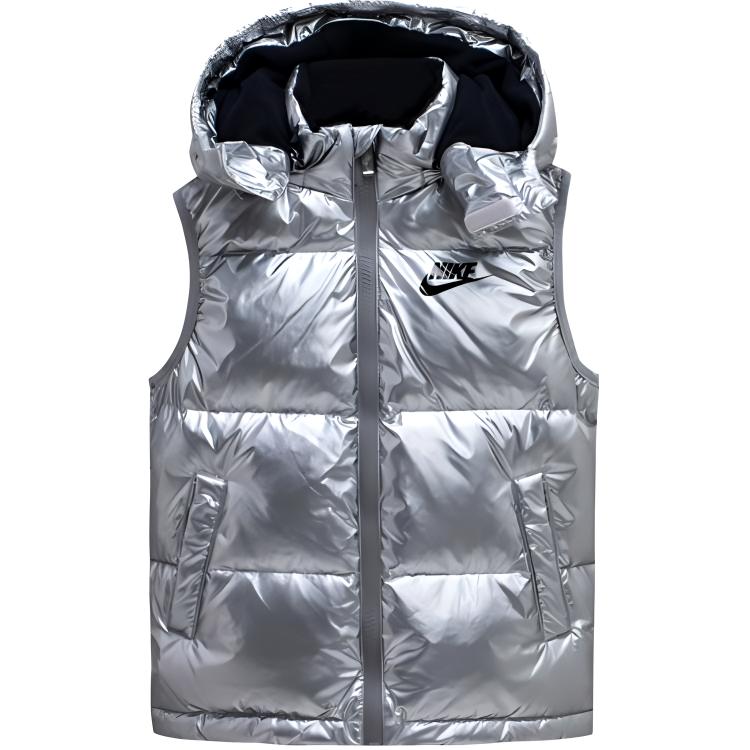 Nike Down Vest With Letter Print Hooded Zipper Sleeveless Kids vest Silver-Gray DZ9727-048