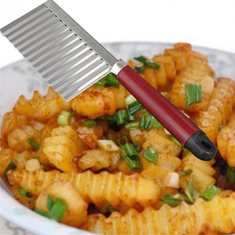 1Pc Vegetable Cutter Stainless Steel Potato Wavy Edged Cutter Knife Gadget Potato Cutter