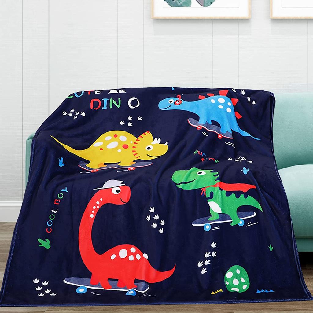 Dinosaur Blanket for Boys Kids Cartoon Dino Soft Plush Toddler Throw Blanket Cute Print Travel Blankets for Girls Sofa Bed
