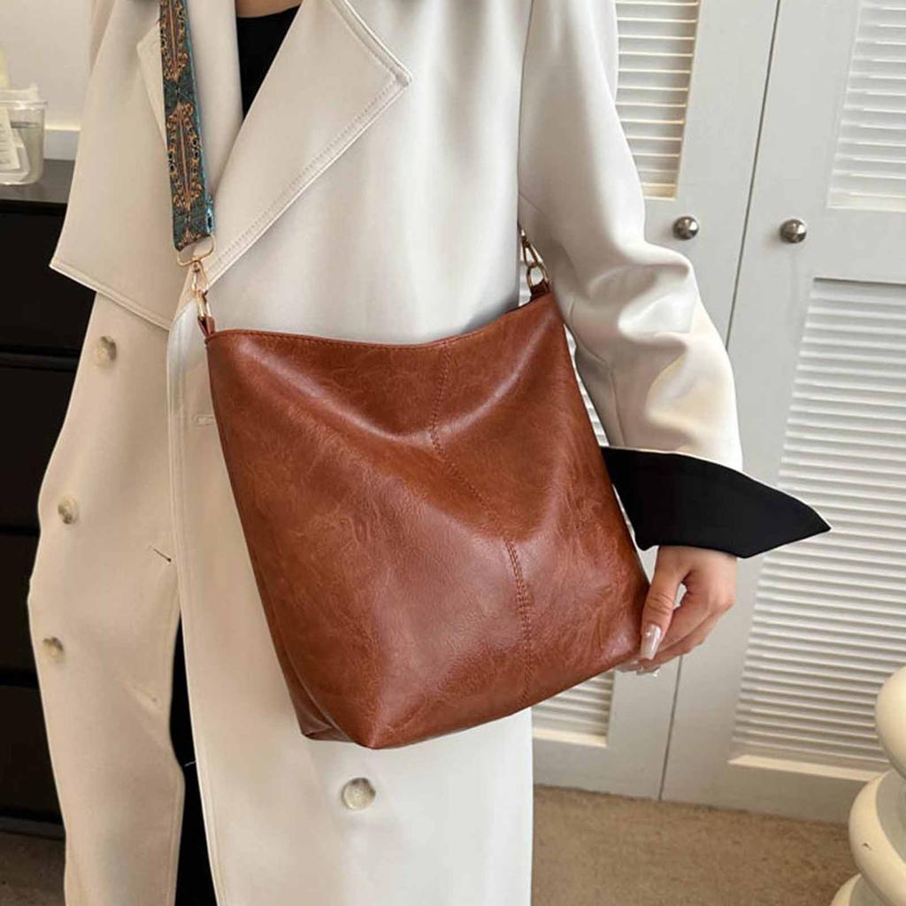 Fashionable Handheld Single Shoulder Crossbody Large Capacity Solid Color Storage Bag