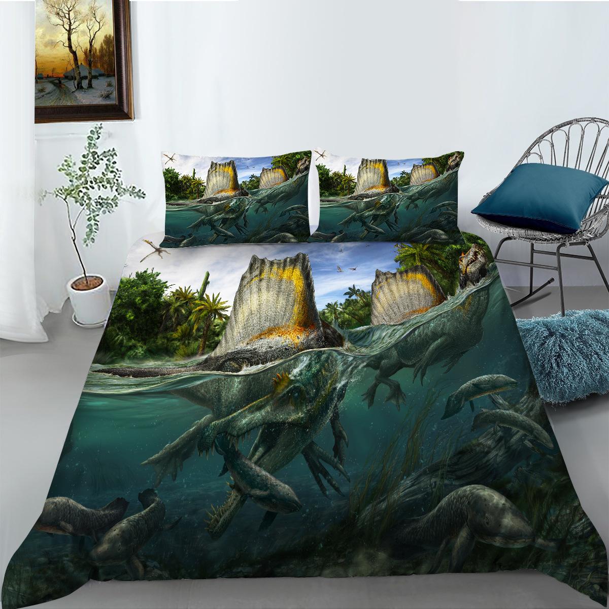 3D Digital Printing Polyester Bedding Two Or Three-Piece Dinosaur Series EU single 135*200