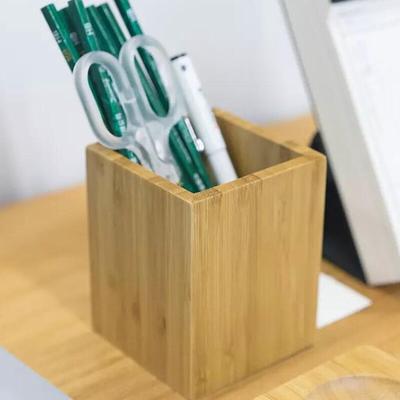 Desktop Storage Supplies Office Supplies Square Wooden Pen Holder Student Stationery Finishing Box