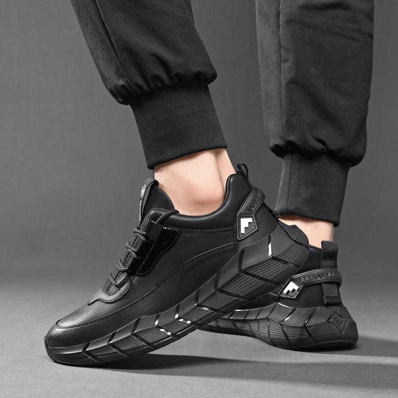 2024 Spring New Sports Shoes Men's Casual Trend Men's High-end Dad Shoes Leather Surface Breathable Running Men's Shoes