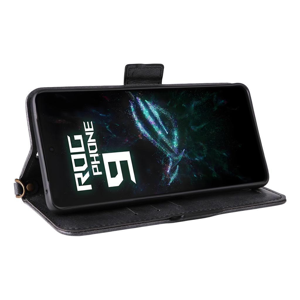 For Asus ROG Phone 9 5G/9 Pro 5G Leather Case Magnetic Closure Wallet Stand Phone Cover with Crossbody Strap