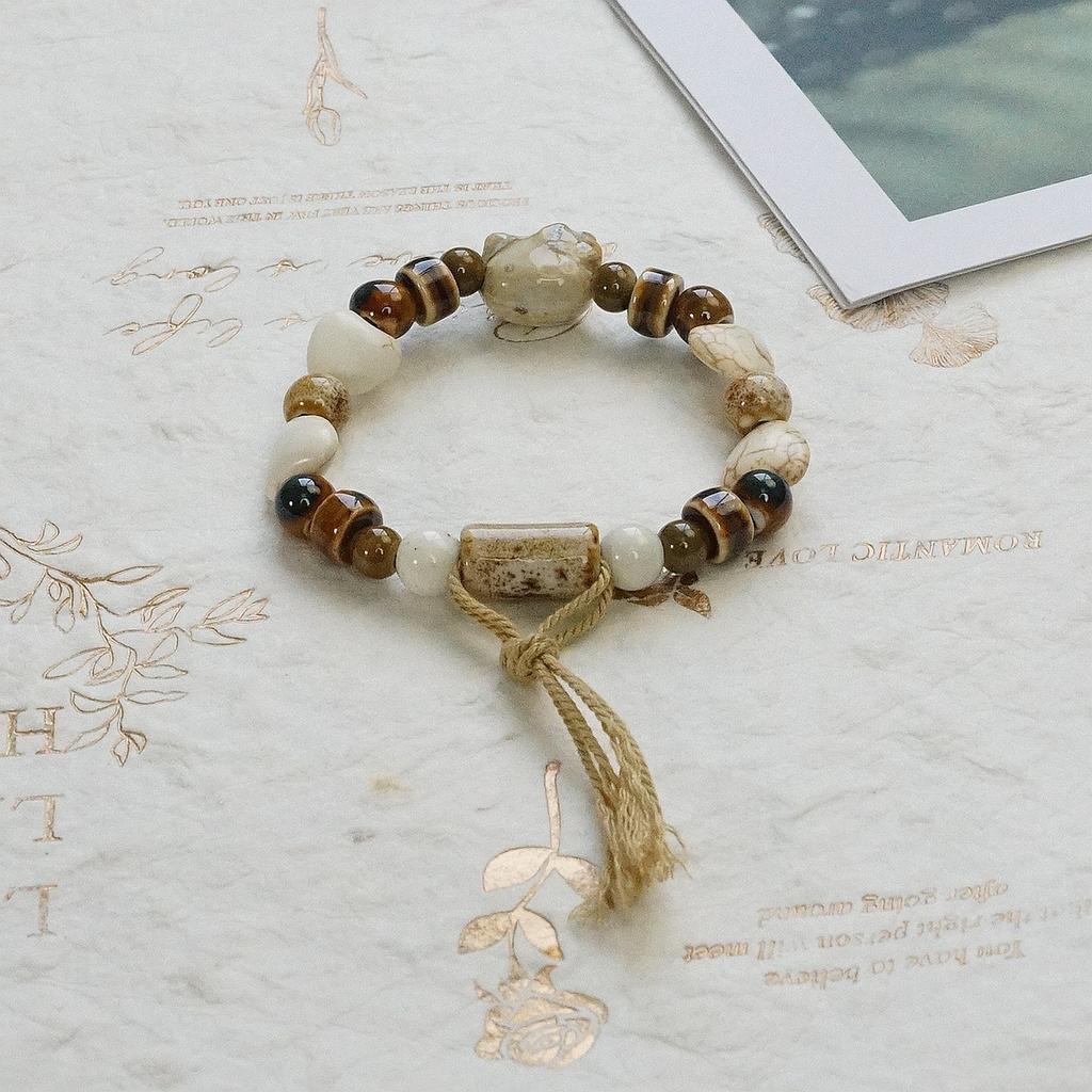 Ceramic beaded bracelet small fresh ancient style national style simple bracelet summer