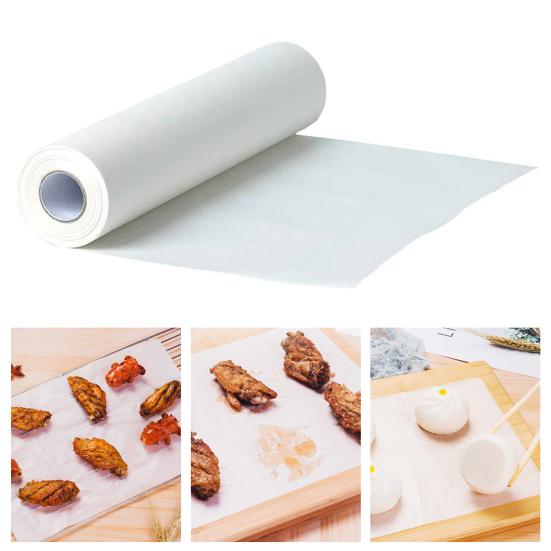 1 Roll Baking Paper Double-sided Oil-absorbing White Grilling Steaming Cooking Roll Paper for Restaurant