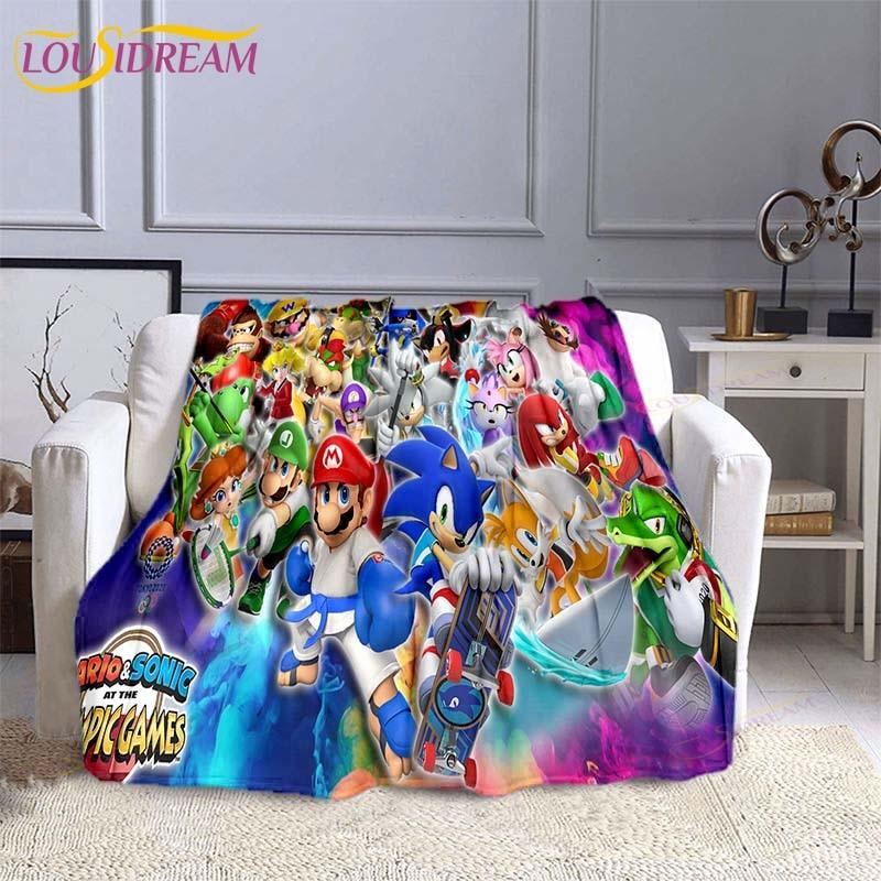 Mario Bros Fashion Blanket Anime Flannel Bed Throw Blanket Soft 3D Printed Cartoon Coverlet Sofa Travel Camping Children Blanket