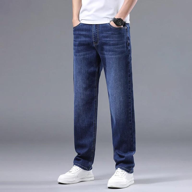 Men's Summer New Arrivals: Trendy Fashion Straight Leg Lightweight Business Stretch Denim Pants