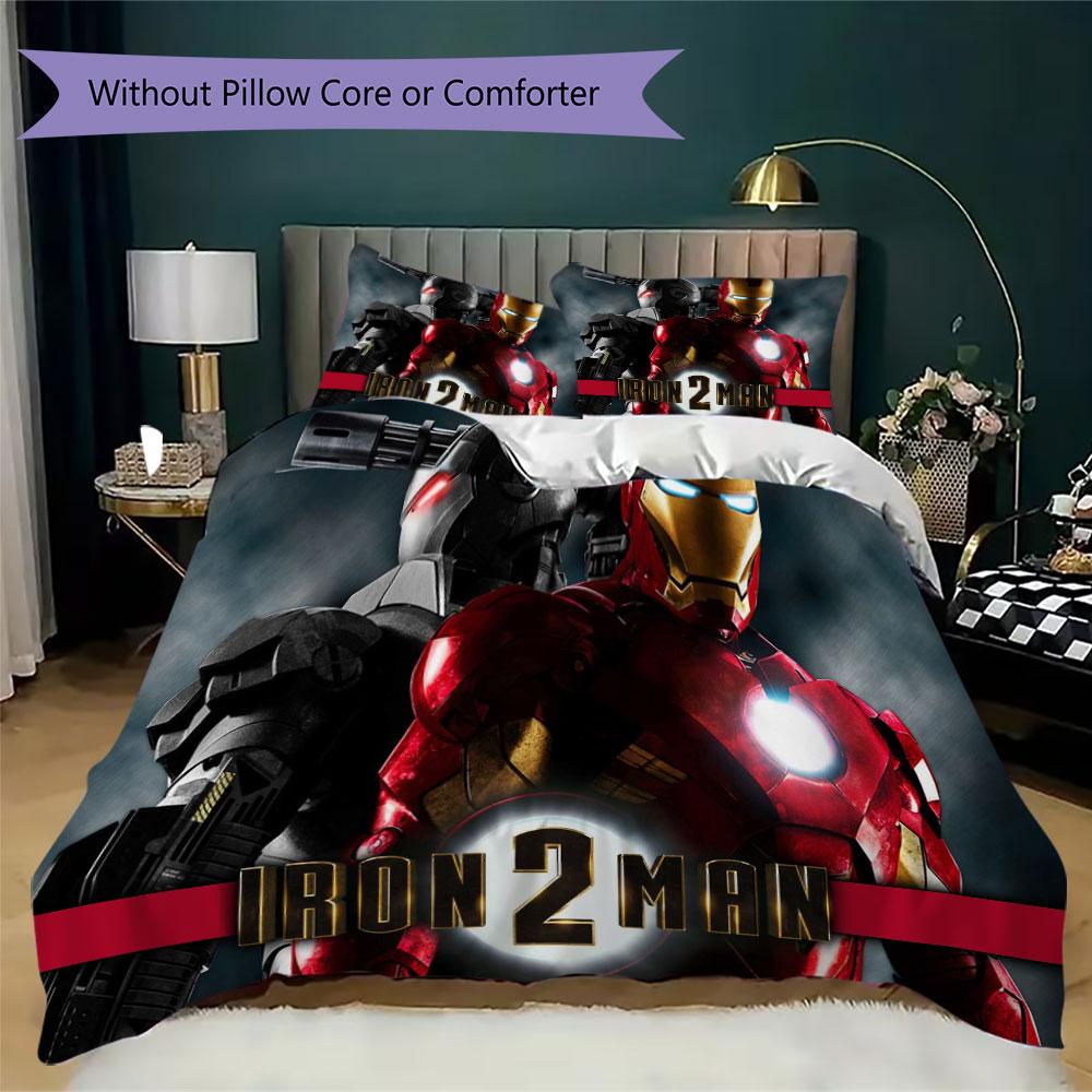Avengers Iron Man Printed Bedding Set 3Pcs Duvet Cover Set For Kids Bedroom No Sheet No Quilt Core