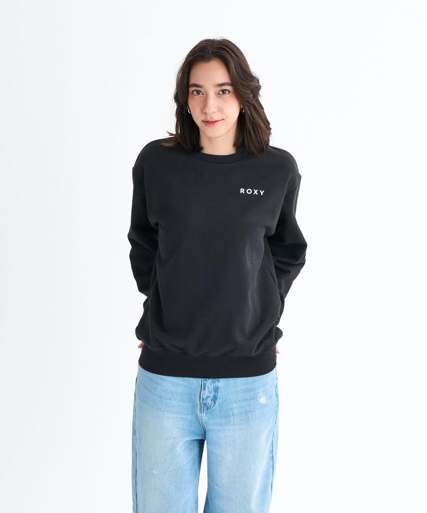 Roxy Damen Pullover Sweatshirt mit historischem Logo, Schwarz