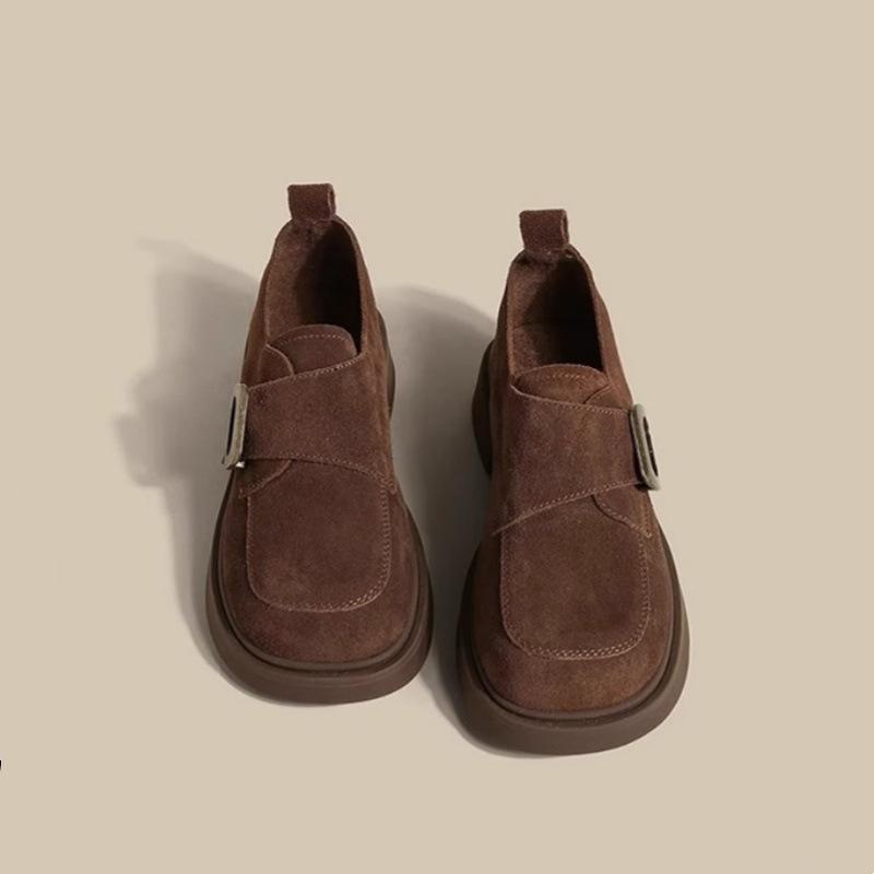 Small leather shoes women's platform shoes spring and summer new one-pedal lazy retro single shoes