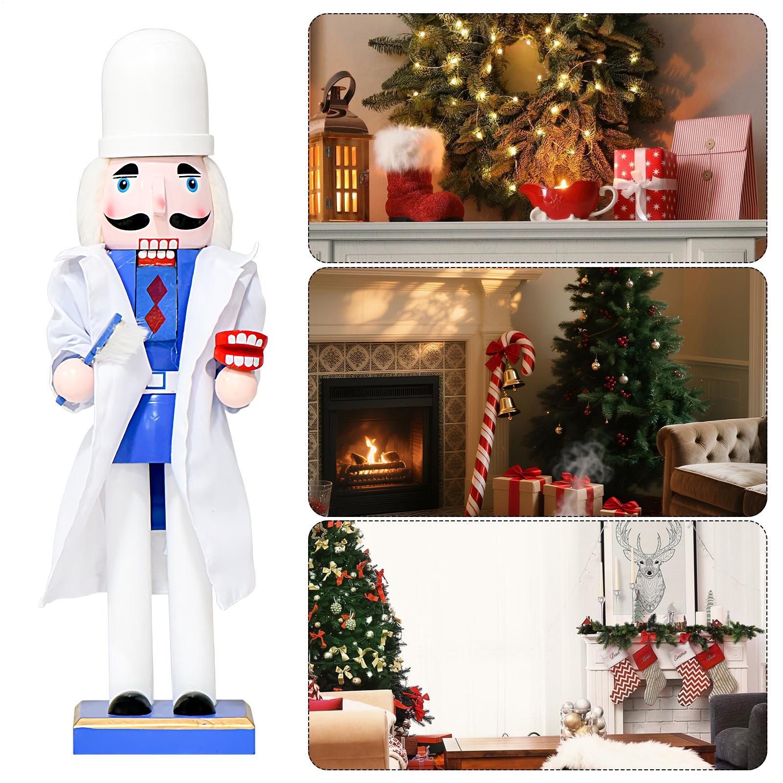 Wooden Christmas Nutcracker Figure Christmas Nutcracker Sculpture Traditional Realistic Ornaments Scene Props for Desk Mantel China Mainland