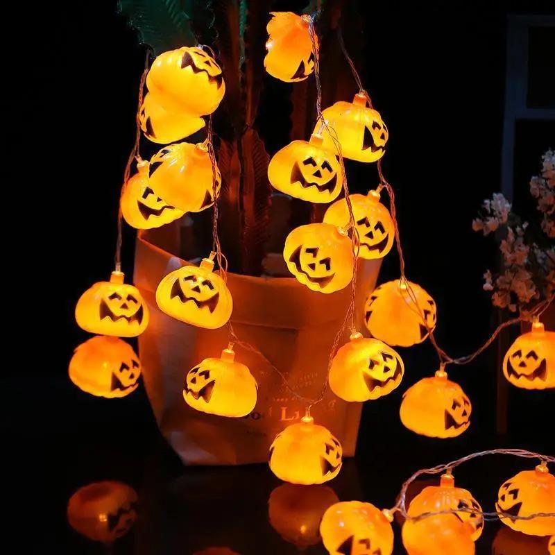 1pc 10/20 LED 3D Pumpkin String Light Halloween Atmosphere Decorative Lamp Battery Powered For Home Bedroom Party Festival Decor