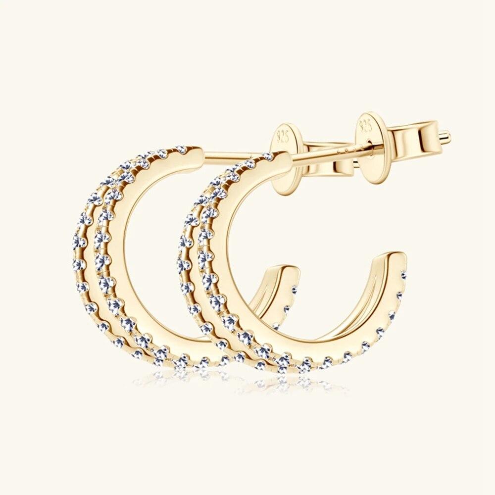 D-Farbe 18 Karat vergoldet 925 Sterling Silber VVS1 3EX D echte Moissanite Diamanten funkelnde Creolen für Frauen edlen Schmuck