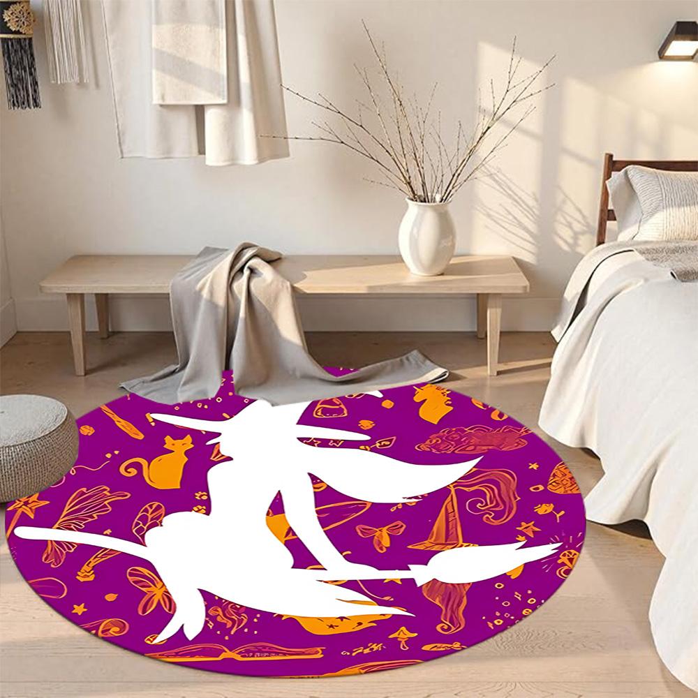Witch Round Office Rug Perfect for Dining Room Study Room Kitchen Game Room Antislip Round Carpet Anime Office Decor Perfect Gift for Women Men