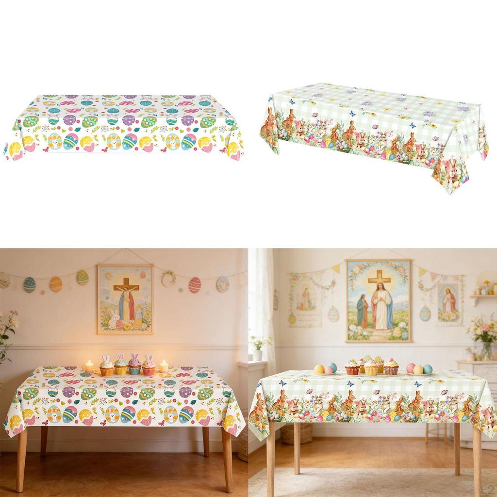 Easter Table Cloth Placemat Anti Skid Spring Easters Cover Rectangle for Holiday Picnic