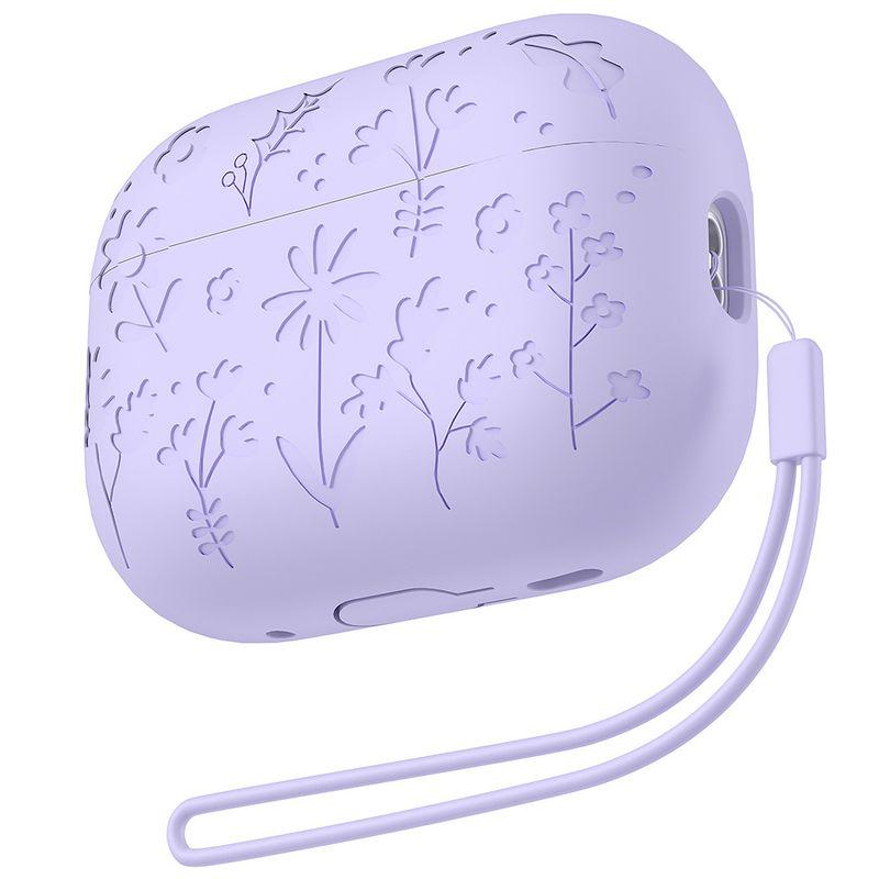 

Applicable Airpods4 Protective Case Solid Cute Apple 4 Generation Silicone Soft Case Airpodspro2 Generation Earphone Case airpods 1/2 generation Purple (lanyard)