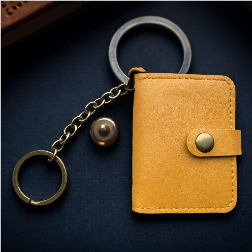 

Cutout Window Photo Holder Organizer PU Photo Leather Case Keychain Photo Album Wallet Daily Carry жёлтый