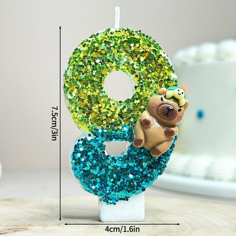 Kawaii Digital Candle Capybara Candle 0-9 Number Birthday Cake Topper Decoration Kapibala Cake Insert for Birthday Baby Shower